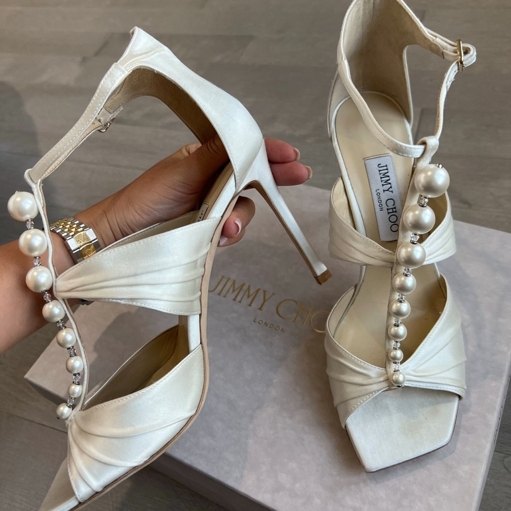 Jimmy choo bridal aura caged satin sandals